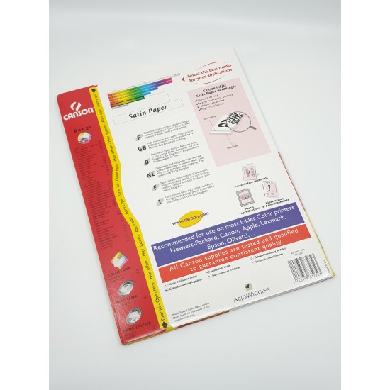 ورق طابعة ملونة للصور عالي الجودة ساتن جلوسي نص لمعة 180 جرام 20 ورقة CANSON